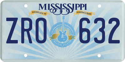 MS license plate ZRO632