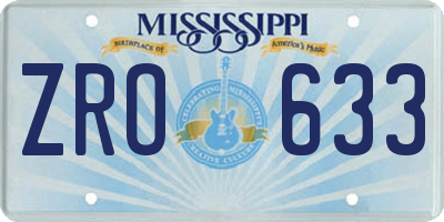 MS license plate ZRO633