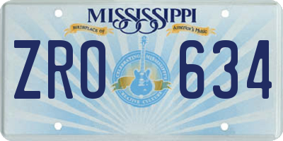 MS license plate ZRO634