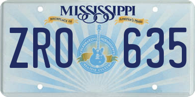 MS license plate ZRO635