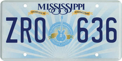 MS license plate ZRO636