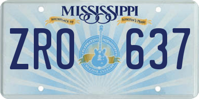 MS license plate ZRO637
