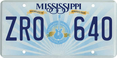 MS license plate ZRO640