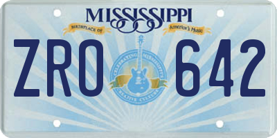 MS license plate ZRO642