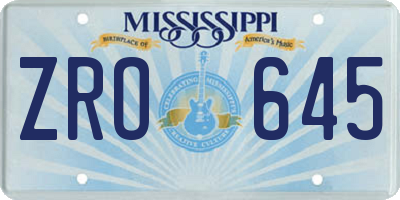 MS license plate ZRO645