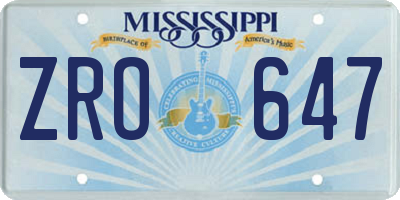 MS license plate ZRO647