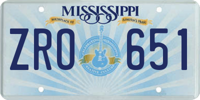 MS license plate ZRO651