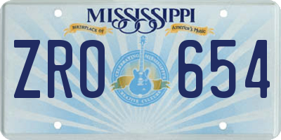 MS license plate ZRO654