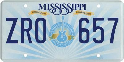MS license plate ZRO657