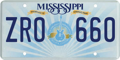 MS license plate ZRO660
