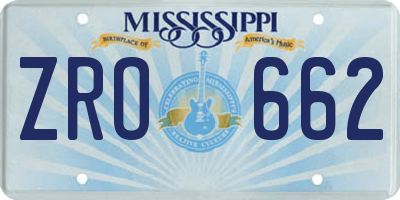 MS license plate ZRO662