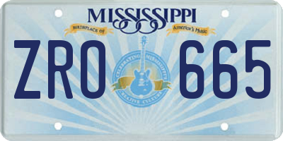 MS license plate ZRO665