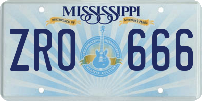 MS license plate ZRO666