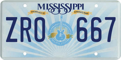 MS license plate ZRO667