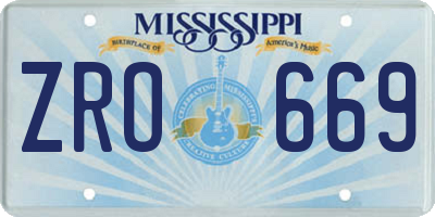 MS license plate ZRO669