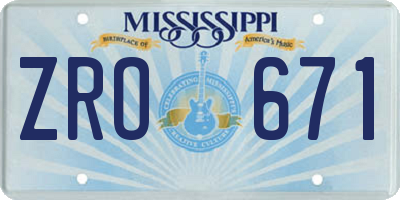 MS license plate ZRO671