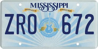 MS license plate ZRO672