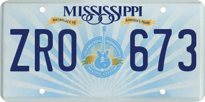 MS license plate ZRO673