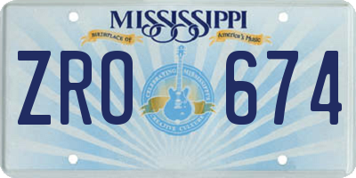MS license plate ZRO674