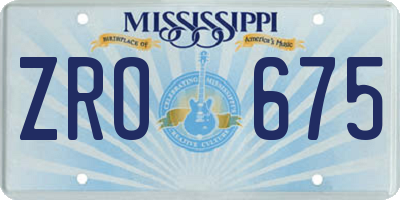 MS license plate ZRO675