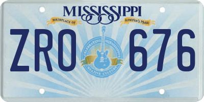 MS license plate ZRO676