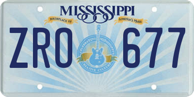 MS license plate ZRO677