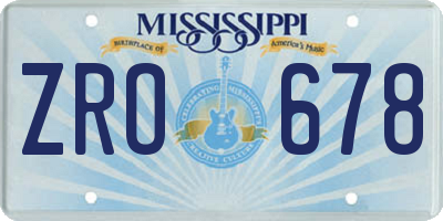 MS license plate ZRO678