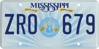 MS license plate ZRO679
