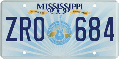 MS license plate ZRO684