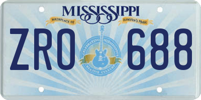 MS license plate ZRO688