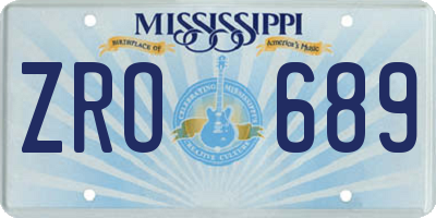 MS license plate ZRO689