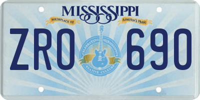 MS license plate ZRO690