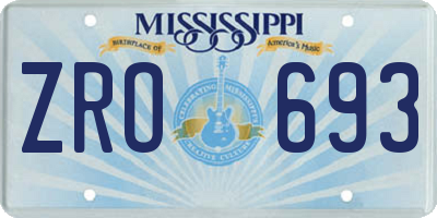MS license plate ZRO693