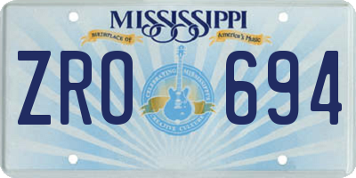 MS license plate ZRO694