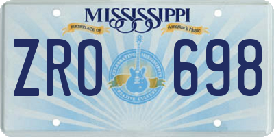 MS license plate ZRO698