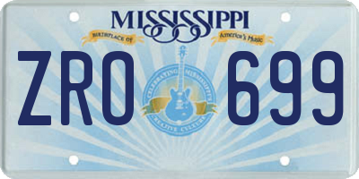 MS license plate ZRO699