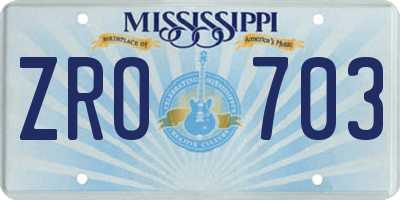 MS license plate ZRO703