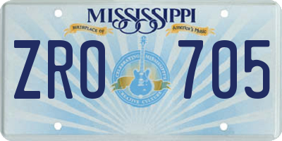MS license plate ZRO705