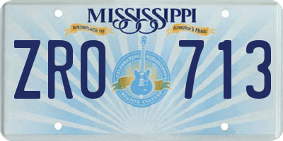 MS license plate ZRO713