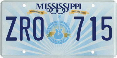 MS license plate ZRO715