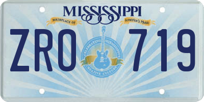 MS license plate ZRO719