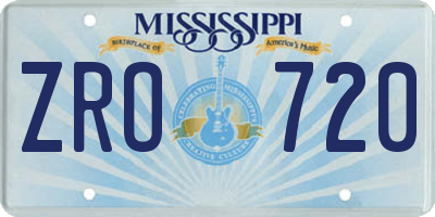 MS license plate ZRO720