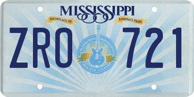 MS license plate ZRO721