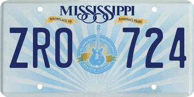 MS license plate ZRO724