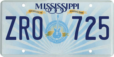 MS license plate ZRO725