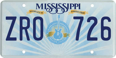 MS license plate ZRO726