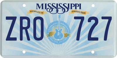 MS license plate ZRO727
