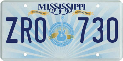 MS license plate ZRO730