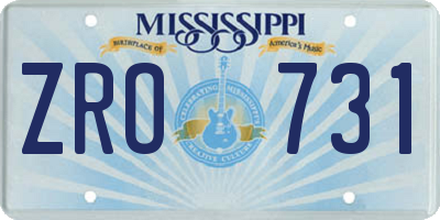 MS license plate ZRO731