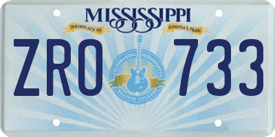 MS license plate ZRO733